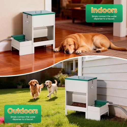 Metal Automatic Dog Feeder&Water Dispenser for Large Dogs Outdoor