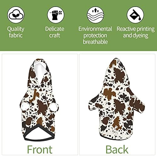 Fashion Pet Dog Cat Hoodies,Cow Skin Brown Pet Clothes Puppy Winter Sweatshirt Warm Sweater Coat Jacket S - Image 6