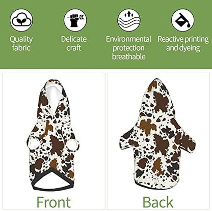 Fashion Pet Dog Cat Hoodies,Cow Skin Brown Pet Clothes Puppy Winter Sweatshirt Warm Sweater Coat Jacket S - Image 6