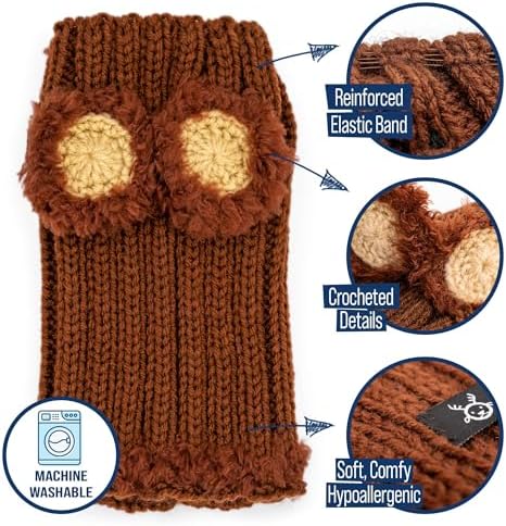 Zoo Snoods Fuzzy Bear Costume - Warm Knit Dog Snood Wrap for Pets, Neck Ear Cover Protection, Halloween Winter (Small) - Image 4