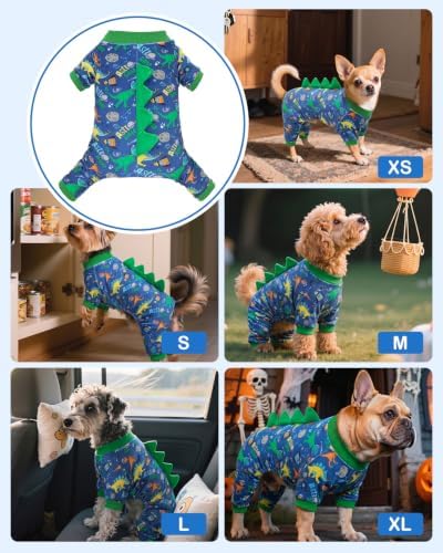 CuteBone Dinosaur Costume Dog Pajamas, Stretchy Spandex Crystal Velvet Sleepwear Coat for Small Dogs, Soft & Warm Pet Outfit Clothes for Cold Weather, Cozy Pullover Design COSP23L - Image 5