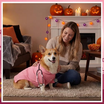Dog Doctor Costume Cat Surgeon Nurse Costumes with Stethoscope, Pink, M - Image 6