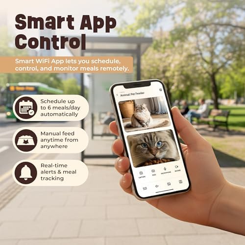 TailTeddy Automatic Cat Feeder with Dual Camera & AI Detection (6L), Smart Pet Feeder with WiFi App & Two-Way Audio, Timed Cat Feeder up to 6 Meals/Day, Stainless Steel Bowl & Battery Backup