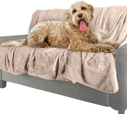 PETMAKER Dog Blanket - 60x80in Reversible Sherpa Blanket - Throw Blankets for Bed, Couch, Crate, or Car - Machine Washable Puppy Essentials (Tan)