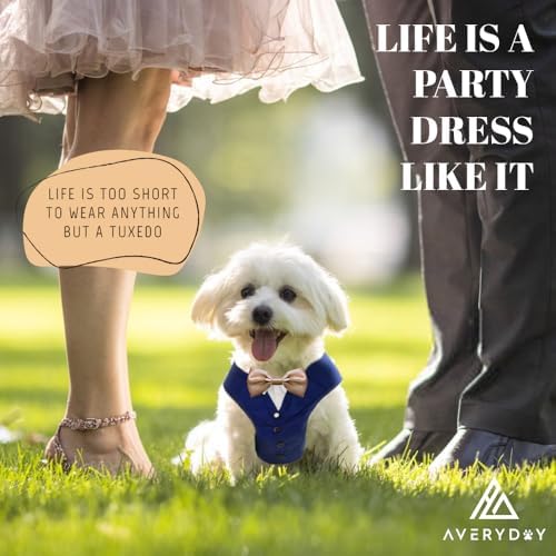 AVERYDAY Dog Tuxedo for Wedding Outfit, Dog Suit and Tie Costumes for Birthday, Halloween, Cosplay, Christmas Party, Pet Formal Wear with Bowtie, Tux for Small Dogs, Chihuahua, Bichon, Maltese, Cats - Image 5