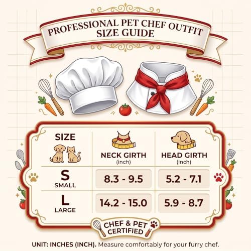 2 Piece Chef Dog Halloween Costume for Small Medium Dogs Cats(Small) - Image 2