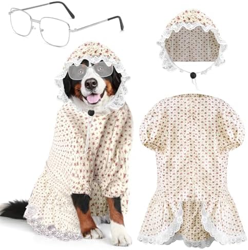 3 Pcs Old Lady Costume for Dog Grandmas Dogs Costume by Unknown