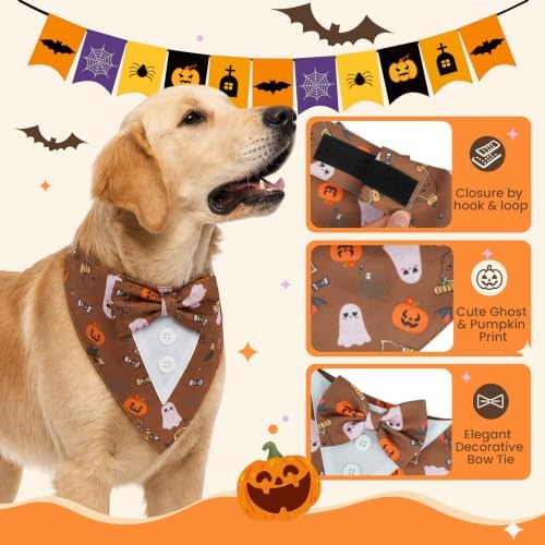 FUAMEY Dog Tuxedo, Funny Halloween Bandana with Bow Tie Large Dog Costume - Image 5