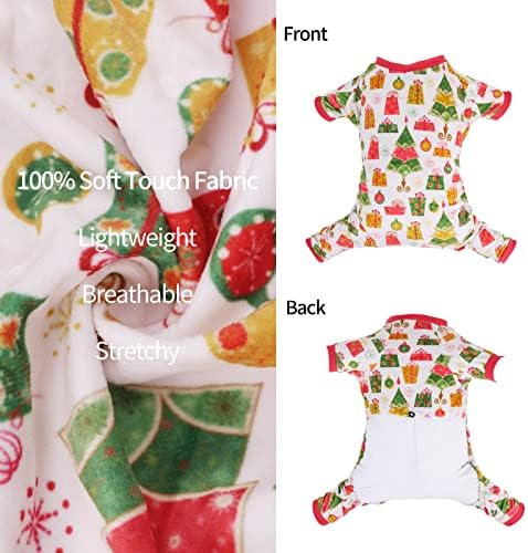CuteBone Small Dogs Christmas Outfit Soft Puppy Onesies Pjs Dog Pajamas Pet Coat Cat Apparel Comfy Doggie Jumpsuit Bodysuit for All Seasons - Image 3