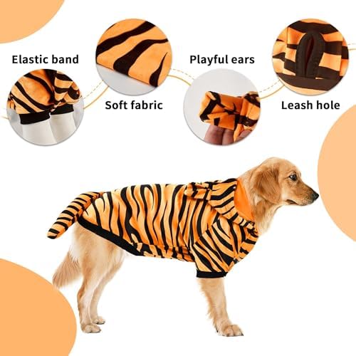 DELIFUR Dog Tiger Costume - Dog Funny Hooded Halloween Cosplay Funny Costume for Small Medium Dogs Pet Special Events Photo Props Accessories (Yellow, Medium) - Image 4