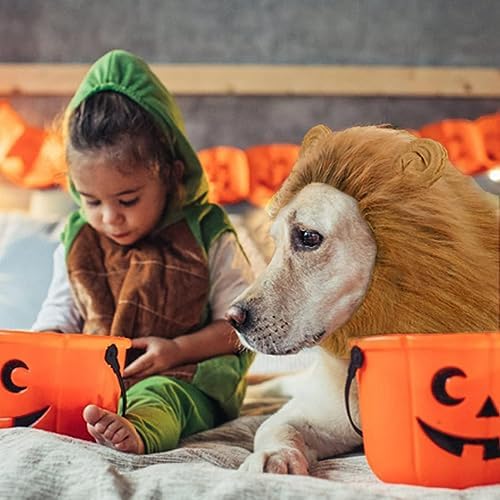 Dog Lion Mane Pet Halloween Costume - Adjustable Lion Wig Party Outfit Cosplay Apparel for Medium Large Dogs (Brown) - Image 3