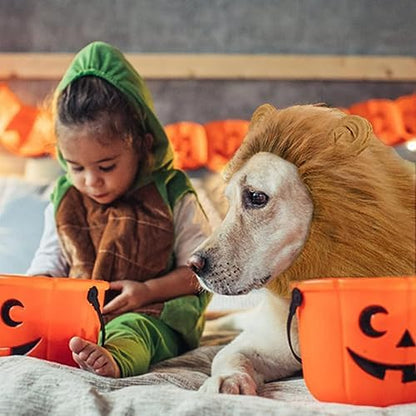 Dog Lion Mane Pet Halloween Costume - Adjustable Lion Wig Party Outfit Cosplay Apparel for Medium Large Dogs (Brown) - Image 3