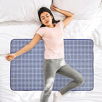 OUTCREATOR® Washable Bed Pads 34" x 54" (Pack of 2) for Incontinence Mattress Protector, Reusable Underpads for Elderly, Adults, Kids, Pets with Anti-Slip Bottom (Light Blue Plaid)
