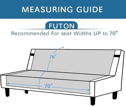 H.VERSAILTEX Futon Cover Reversible Sofa Slipcover Furniture Protector Water Resistant 2 Inch Wide Elastic Straps Sofa Bed Pets Kids Dog Cat Fit Sitting Width Up to 70"(Futon, Gray/Beige)