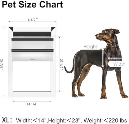 Rescumascer Aluminum XL Dog Door for Door, Extra Large Dog Door with Two Sliding Lock Panels, Pet Door for Dogs up to 220lbs