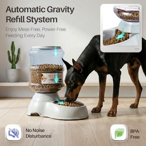 Flexzion Gravity Pet Feeder, Dog and Cat Food Dispenser, 1-Gallon Capacity