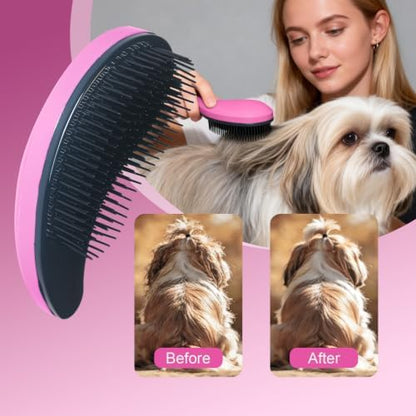 Small Dog Brush, Skin-friendly Soft Bristles (Pink) - Image 5