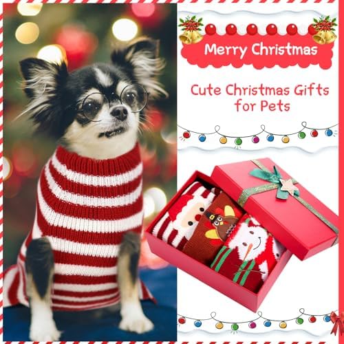Sanwuta 3 Pcs Thanksgiving Christmas Dog Sweaters Sets, Medium - Image 6