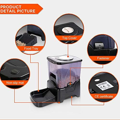 10L Large Capacity Automatic Pet Feeder - Time Programmable with LCD Display, Recording Function - Cat and Dog Feeder for 90 Days