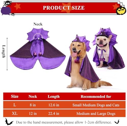 Small Dog Halloween Costumes, Dog Witch Costume Wizard Hat and Cape, Corgi Dachshund and French Bulldog Funny Cute Puppy Costumes with Adjustable Straps for Small Medium Dogs and Cat (S) - Image 5