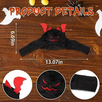 ALIBBON Cat Halloween Devil Costume Dog Halloween Devil Hat Pet Headdress for Halloween Party Adjustable Devil Cap Black Devil Hat Dress Up for Puppy Kitty Halloween Cosplay Costume - Image 2