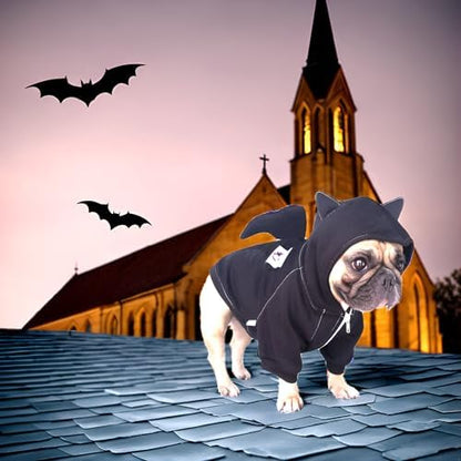iChoue English Bulldog Halloween Bat Costume Clothes Hoodies Outfits, XL - Image 3