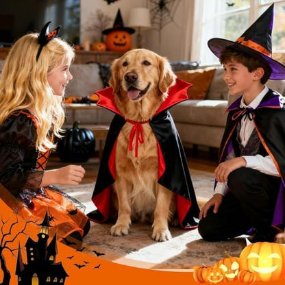 OLANRUN Dog Costumes - Dog Halloween Costumes Vampire Cloak, Wizard Outfit, Witch Cosplay Apparel Cape - Funny Party Dress Up Halloween Pet Costume for Large Dogs (Black Red) - Image 5
