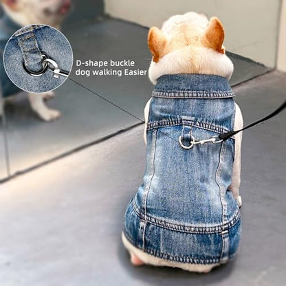 Dog Jean Jacket,Pet Blue Denim Coat,Puppy Costumes,Small Dogs Clothes (XXL) - Image 2