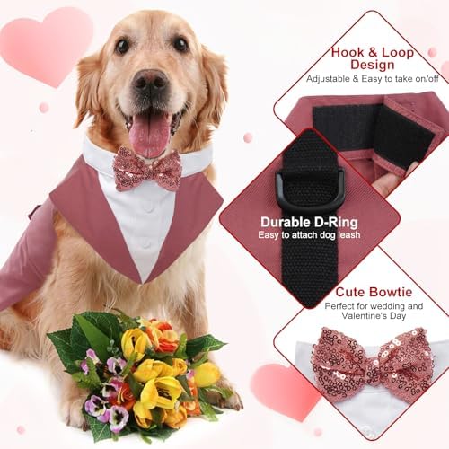 Kuoser Dog Tuxedo, Dog Suit and Bandana Set, Dogs Costume with D-Ring - Image 3