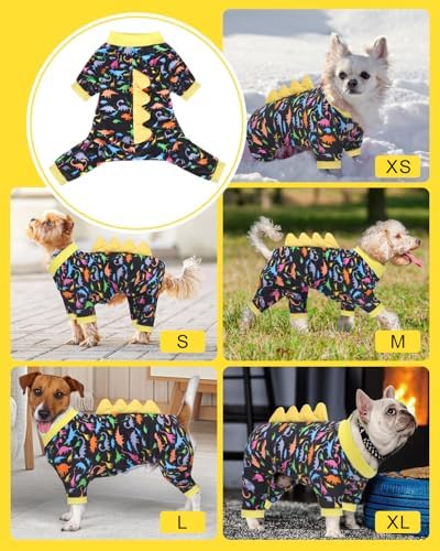 CuteBone Dinosaur Costume Dog Pajamas, Stretchy Spandex Crystal Velvet Sleepwear Coat for Small Dogs, Soft & Warm Pet Outfit Clothes for Cold Weather, Cozy Pullover Design COSP01M - Image 5