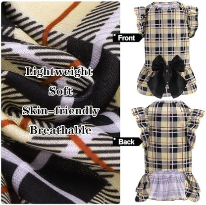 EXPAWLORER Classic Plaid Dog Dress for Small Dogs and Puppies,Puppy Costumes Pet Clothes Holiday Girl Dogs Shirt, Party Dog Vest Dresses Cat Apparel Sweater Warm Skirt - Image 4