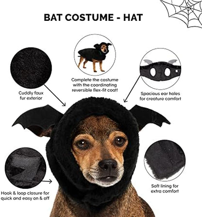 Furhaven Cozy Plush Faux Fur Flex-Fit Black Bat Dog Hat - Washable, Extra Large - Image 3