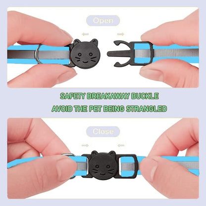 2 Pack Cat Collars Quick Release Reflective Kitten Collar with Bell & Safety Release (Light Blue)