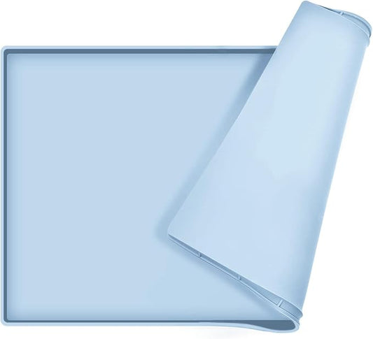 Dog Food Mat,Silicone Waterproof Food Tray,Non Slip Pet Bowl Mats Placemat,0.6" Raised Edge,Suitable for Most Small and Medium Sized Pets,18.5" x 11.5"