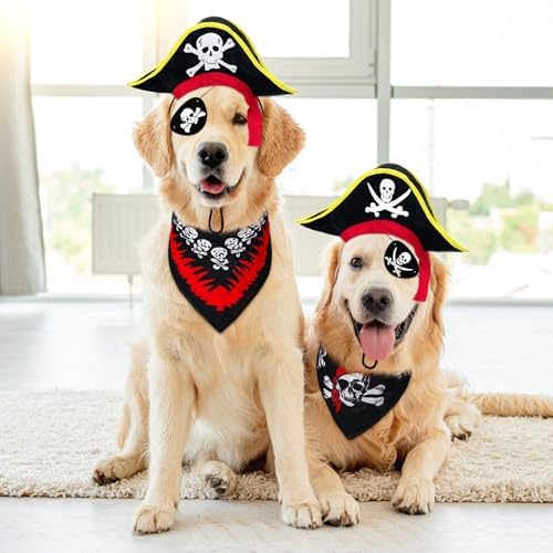 6pcs Dog Pirate Costume Pirate Hat Dog Halloween Cosplay Dress up - Image 4
