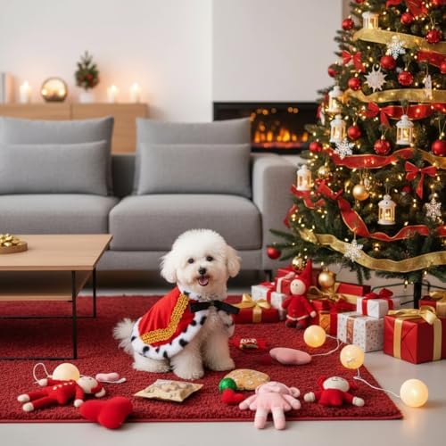 Lovelyshop Royal Velvet Pet Cloak with Fur Trim for Cats & Dogs, Red, XS - Image 3