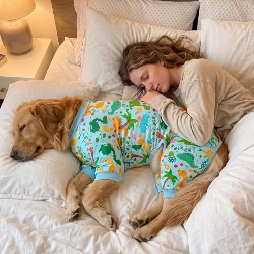 XPUDAC 4 Pack Dog Pajamas Soft Strechy Summer Doggie Clothes for Medium Large Dogs Boy Girl Dog Onesie Pjs Cat Apparel, 5XL - Image 3