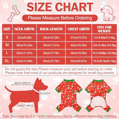 Dog Christmas Pajamas for Small Medium Dog Christmas Pjs Dog Onesie Cute Soft Breathable Puppy Pet Stretchy Dogs Recovery Suit for Boy Girl-M - Image 2