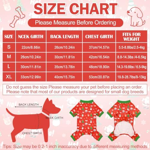 Dog Christmas Pajamas for Small Medium Dog Christmas Pjs Dog Onesie Cute Soft Breathable Puppy Pet Stretchy Dogs Recovery Suit for Boy Girl-L - Image 2