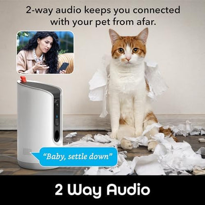 Geeni Pet Treat Dispenser Camera, 2K HD Wi-Fi Enabled, Auto-Follow, White