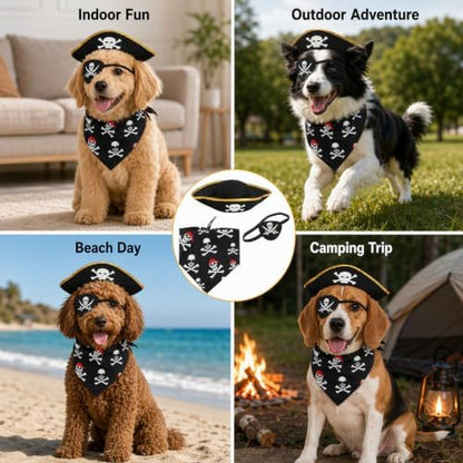 3PCS Dog Pirate Costume, Halloween Pet Outfit with Eye Patch and Gold Trim, Complete Pirate Dress Up Set for Costume Parties and Photo Sessions - Image 7