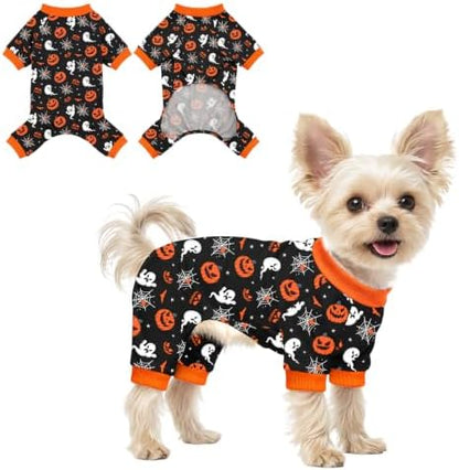 Dog Halloween Pajamas for Small Medium Dog Halloween Pjs Dog Onesie Cute Soft Breathable Puppy Pet Stretchy Dogs Recovery Suit for Boy Girl-S by Ruirichfun