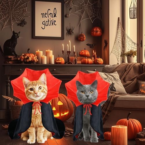 Cat Halloween Costumes Dog Halloween Vampire Costume Funny Pet Vampire Devil Cape Cloak Halloween Costumes for Cats XS Small Dogs (Small) - Image 2
