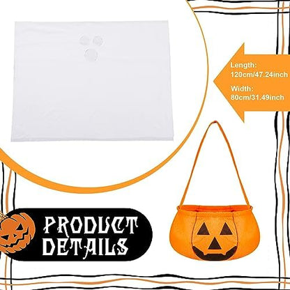 Sadnyy 2 Pcs Dog Ghost Costume Halloween with Pumpkin Bucket Large Pets - Image 2