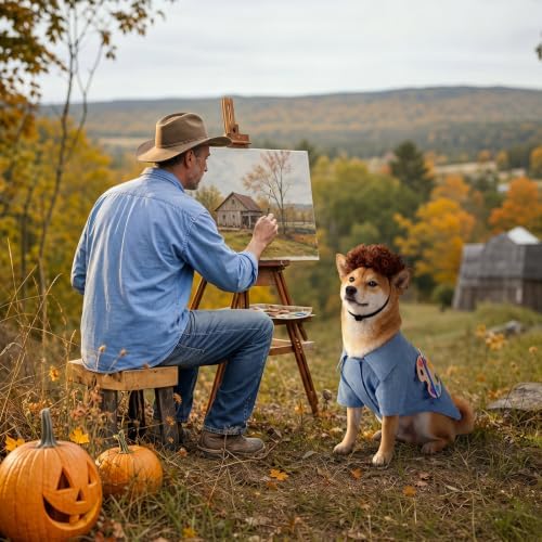 Dansydaisy 4 Pcs Halloween Dog Costume, Puppy 80s Painter Artist Outfit, XL - Image 5