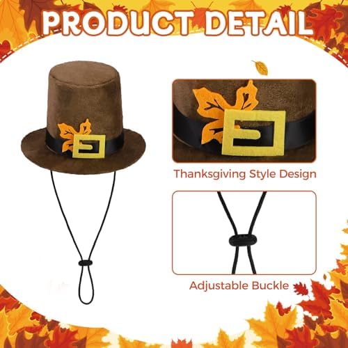 Dog Thanksgiving Costume,Thanksgiving Collar Hat Set Pets Puppy Cat Halloween Outfit Apparel Cosplay,Dog Collar with Bells and Funny Hat Accessories Decoration for Small Medium Dogs 2 Pcs,Brown - Image 3