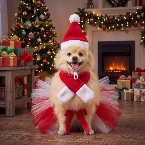 Huhumy 3 Pcs Dog Costume 4th Jul Christmas, Headband Tutu Bandana Pets - Image 5
