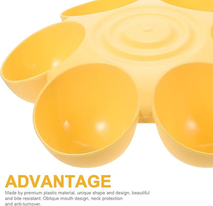 POPETPOP Cat Food Bowl with 6 Bowls - Pet Feeder for Kitten Puppy, Multi Cat Feeder, Multiple Feeder for Indoor s, Feeding Station for Food and Water (Yellow)