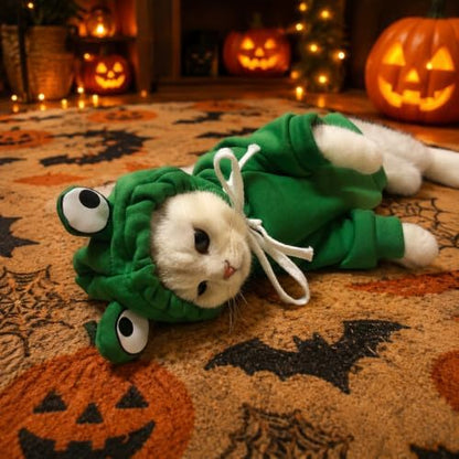 Dog Christmas Halloween Costumes,Dog Hoodies for Small Dogs Cats, Cat Puppy Outfits,Yorkie Chihuahua Pomeranian Clothes (Large, Green-Frog) - Image 4