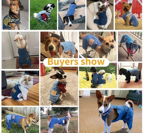 Dog Overalls for Medium Dogs Outfit French Bulldog Clothes Denim Dog Jeans - Image 6